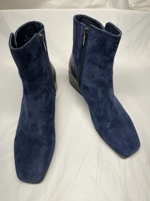 Donald J Pliner Azia Mujer’s Azul Gamuza Botas Puntera Cuadrada Cremallera Lateral Talla 11M Foto 1 de 4