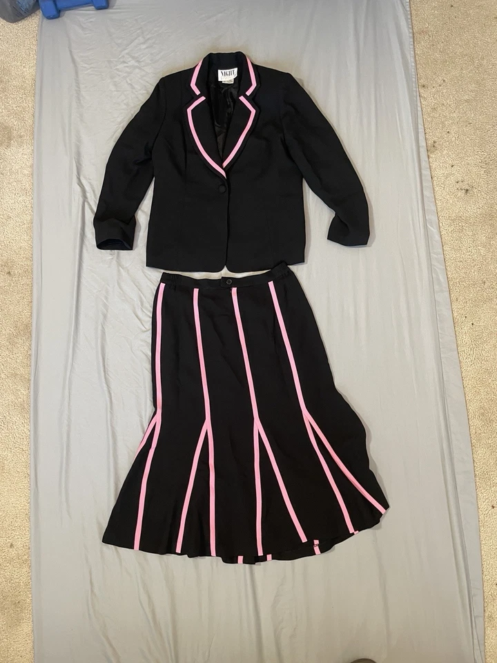 Conjunto de traje falda Night Studio New York rosa/negro para mujer talla 14 Foto 1 de 4