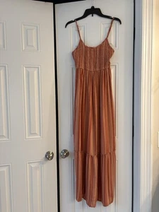 Rosa Rose Boho Hippie Maxikleid Größe M Erdton Farben Adj. Riemen - Bild 1 von 7