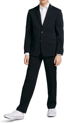 Conjunto de traje formal de 2 piezas negro de 8 pechos individuales Calvin Klein para niños Foto 1 de 4