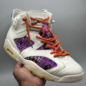 Nike Air Jordan 6 Retro Men Size 10 Sneakers Sail Purple White Basketball Shoes - Picture 1 of 17
