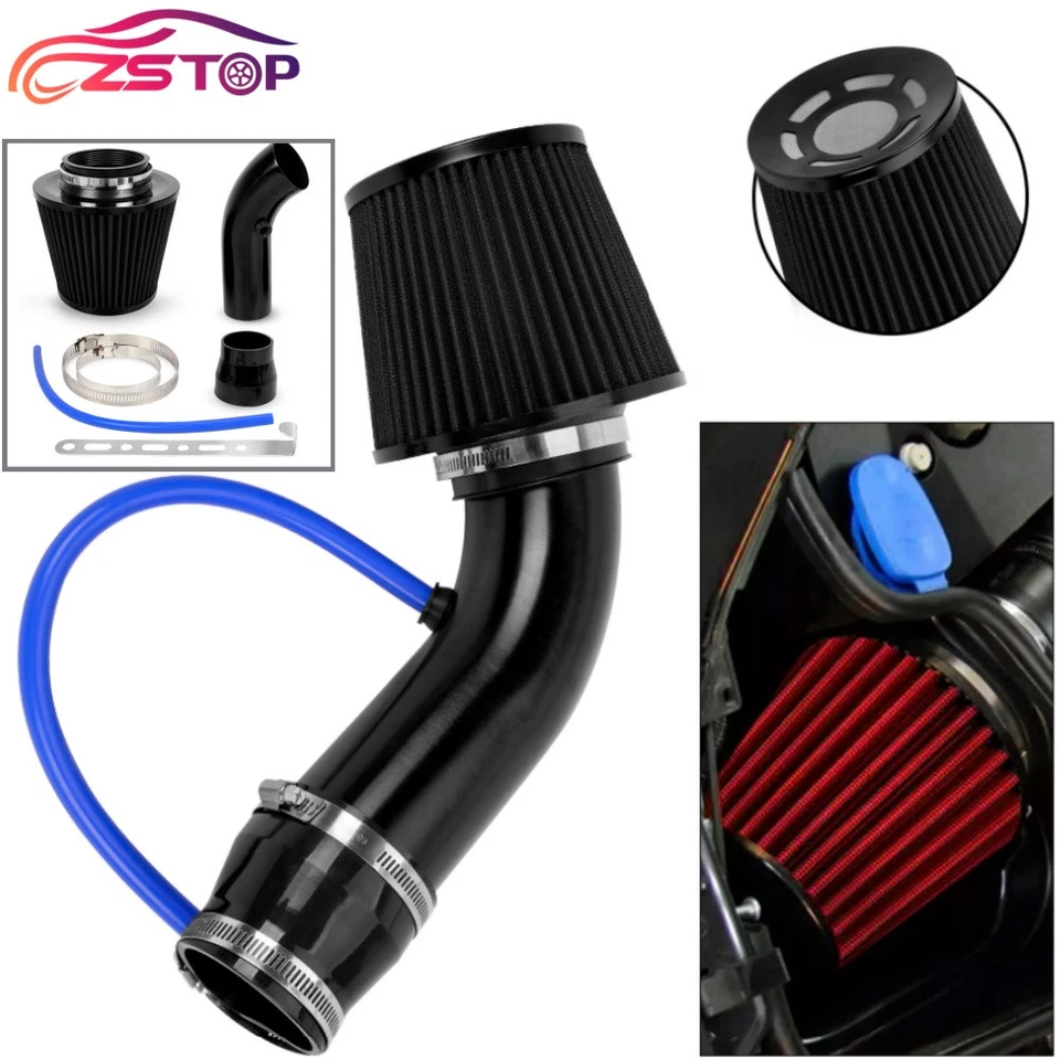 BK 3“/76mm Car Cold Air Intake Filter Induction Kit Pipe Power Flow Hose System - Imagem 1 de 4