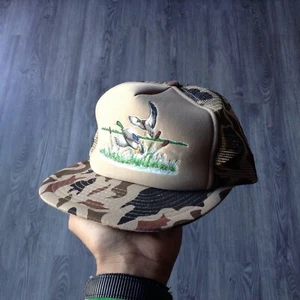 Vintage 80er/90er Enten Camouflage Jagd Multicolor Trucker Mütze Jagd Snapback Mesh - Bild 1 von 6