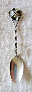 Vier-Blech Blume Draht Drehgriff Sterlingsilber Demitasse Löffel - Bild 1 von 2