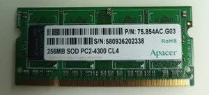 256MB Apacer DDR2 SO-DIMM PC2-4300 RAM Retro Vintage - Bild 1 von 2
