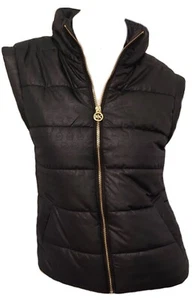 Michael Kors Mujer Cremallera Dorada Negro Plumón Chaleco Chaqueta Top Mediano Nuevo con Etiquetas $110 - Imagen 1 de 4