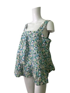 M&S Strappy Top Blouse Shirt Size 16 Womens EU44 Blue Mix Floral Cotton Summer - Picture 1 of 12