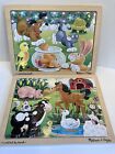 Melissa & Doug Lot of 2 Wooden Puzzles; 12 Pc. On The Farm & Playful Pets