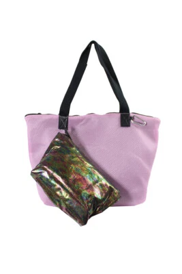 Ideology Pink Multi Perforated Tote With Pouch OS - Image 1 of 3