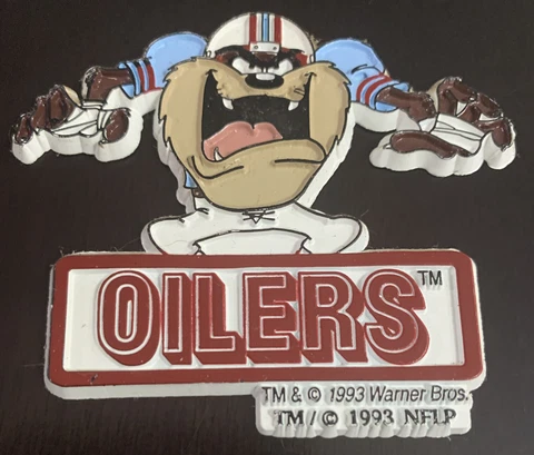 TAZ HOUSTON OILERS LOONEY TUNES Vtg NFL Football MAGNET Standings Board Texans Cover