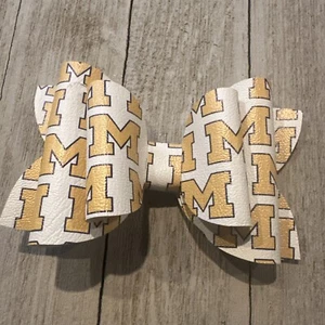 Michigan Hair Bow University of Michigan Bow Michigan Wolverines  - Picture 1 of 1