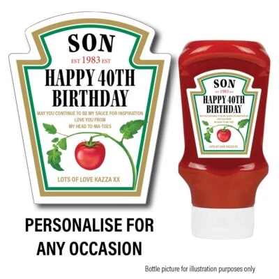30o 40o Cumpleaños Personalizada Salsa Roja Tomate Parodia Botella Ketchup Etiqueta 197 Foto 1 de 3