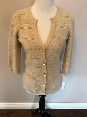 EUC Juicy Couture Wool Rabbit Hair Cashmere Blend Cream Cardigan SZ S - Image 1 of 4