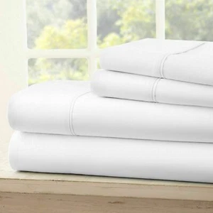 1000 TC Egyptian Cotton White Solid US Sizes Sheet Set/Duvet/Fitted/Flat Sheet - Picture 1 of 2