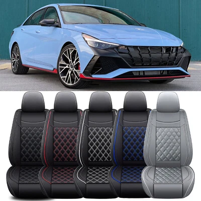 For Hyundai Elantra 2/5 Car Seat Cover Full Set Front + PU Leather Rear Cushion - Image 1 of 4