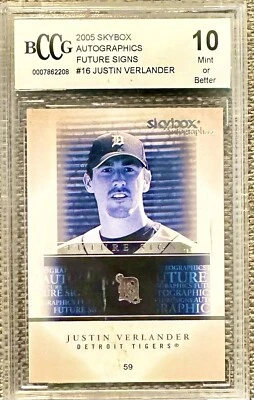 Justin Verlander 2005 Skybox Autograpics Future Stars BCCG Graded 10 & Slabbed - Image 1 of 3