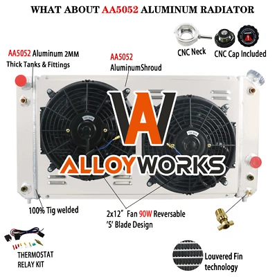 Fit 1986-2005 Chevrolet S10 Blazer C1500 GMC Jimmy 4-Core Radiator+Shroud Fan - Image 1 of 4