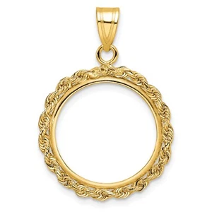 2001-2015 50 Yuan China 1/10 oz Panda Prong Set Knotted Rope Coin Bezel 14k Gold - Picture 1 of 6