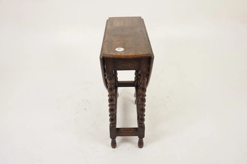 Antique Oak Gateleg, Vintage Drop Leaf Table, Scotland 1920, H1099 Cover
