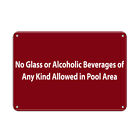 Horizontal Metal Sign Multiple Sizes Glass Alcoholic Beverages Kind Allowed Pool