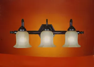 3 Light Bath room Vanity Bar Bronze Champagne Scavo Glass Wall Lighting Fixture - Picture 1 of 1