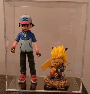 Ash Ketchum Pokemon Trainer Figure Jakks 6.5" Poseable & Goku DBZ Pikachu Figure - Picture 1 of 15