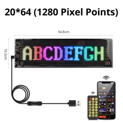 Flexible USB 5V Led Module Sign Bluetooth App Control Custom Text Pattern Animat - Image 1 of 4