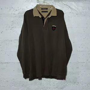 Vintage Tommy Hilfiger Rugby Polo Shirt Mens Size 2XL XXL Brown Long Sleeve Logo - Picture 1 of 7