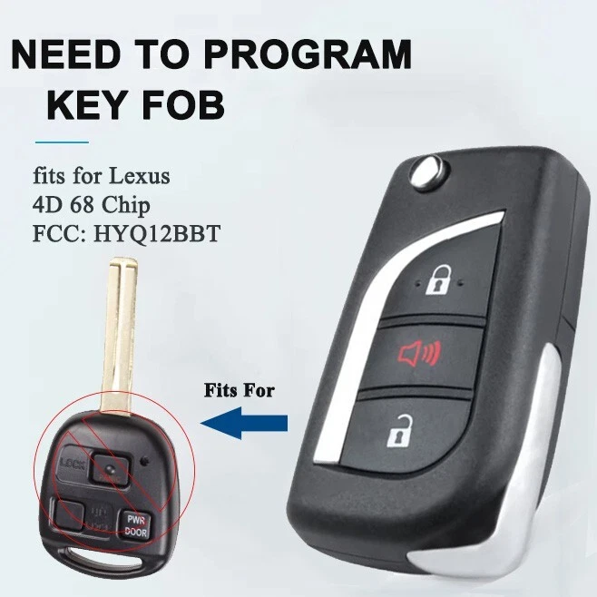 Llavero remoto abatible mejorado para HYQ12BBT + chip 4D68 Lexus RX330 RX350 RX400h Foto 1 de 4