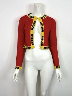 Vtg Moschino Red Virgin Wool Logo Cardigan 40 S - Image 1 of 4