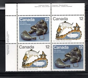 Canada Stamp Scott #748-749, 12c, Inuit Hunting, Plate Block of 4, 1976, MNH - Picture 1 of 1