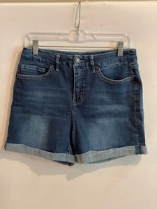 Royalty for me kurvige Passform Denim blau Jeans Shorts Größe 8 Manschettenbein Fade - Bild 1 von 4