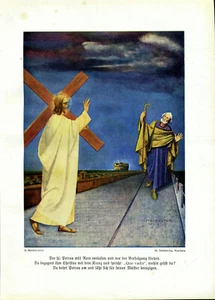 Petrus -Der hl. Petrus will Rom verlassen - Quo Vadis -- Coloriert -- aus 1950 - - Picture 1 of 1