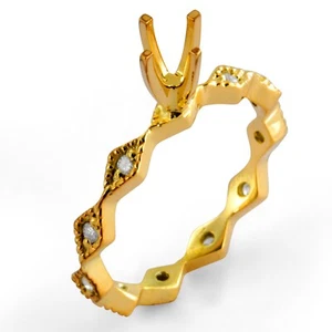 Ring 0,15 kt runder Diamantbesatz Verlobung Ewigkeit VS2 G 14 Karat Gold gelb - Bild 1 von 2