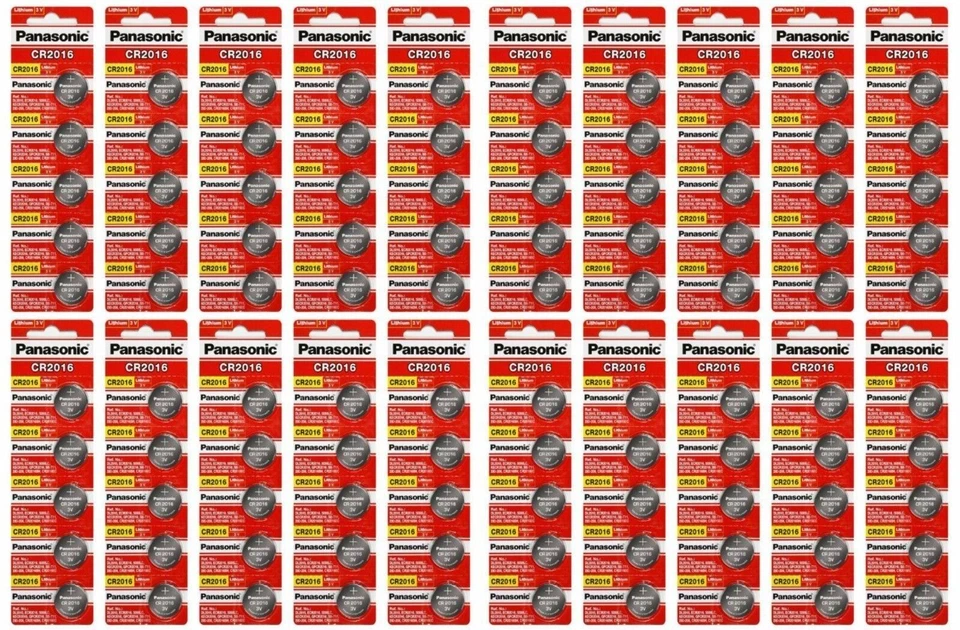 100 PANASONIC CR 2016 3 Volts CÉLULA MOEDA DE LÍTIO Botão Bateria Expira 05/2029 - Imagem 1 de 1