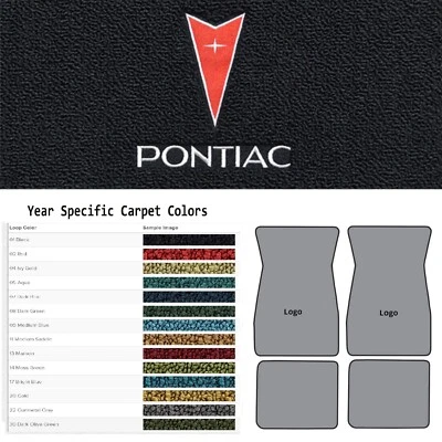 Alfombrillas Pontiac Firebird Arrow ACC 1967-1969 con logotipo Pontiac Word 4 piezas Foto 1 de 4