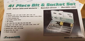 PREMIUM 41-piece Bit and Socket set Ratcheting Driver Hard case NIB - Picture 1 of 8