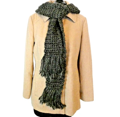 Bufanda de tweed negra 81x5 larga gótica gruesa hecha a mano tejida a ganchillo unisex visual Kei Foto 1 de 4