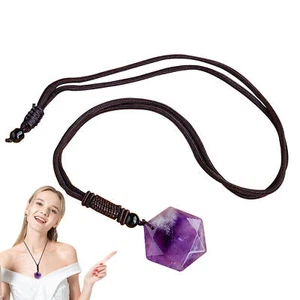 Amethyst Necklace Hexagram Pendant Purple Gemstone Protection Crystal Cord - Picture 1 of 5