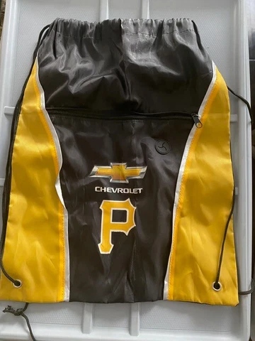 PITTSBURGH PIRATES NEW Chevrolet Branded Yellow Black Drawstring Backpack Cover