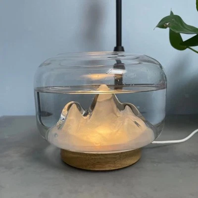 Snow Mountain Bowl Vidrio Acuario Tanque Base de Luz USB Pequeño Betta para Escritorio Foto 1 de 4