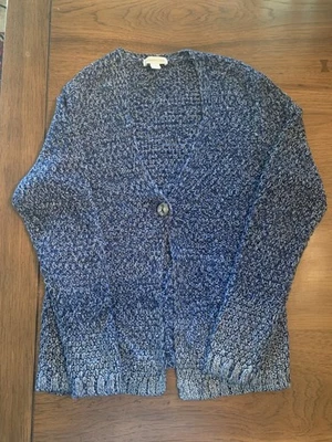 Cárdigan suéter para mujer Coldwater Creek talla grande azul marino Foto 1 de 3