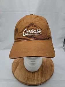 Carhartt Brown Canvas Hat Script Logo Adjustable Strapback - Picture 1 of 9