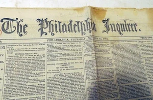 Rare 1861 The Philadelphia Inquirer Newspaper Civil War Headlines, Union Victory - Picture 1 of 4