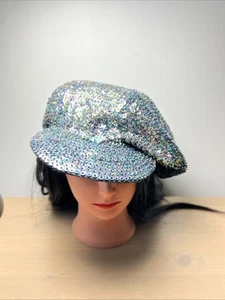 CAPPELLO DA TASSISTA VIOLA ARCOBALENO PAILLETTES BRANDO NEWSBOY - Foto 1 di 9