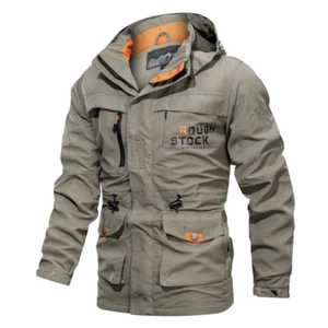 Men's Mid-length Casual Outdoor Hooded Plus Size Coat Men's Jacket - Picture 1 of 23