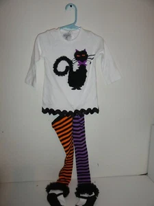 TODDLER'S 2 PIECE HALLOWEEN SHIRT AND MATCHING TIGHTS WITH BLACK CAT-SIZE 18 MO - Picture 1 of 1