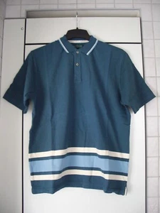 HAWKSHEAD SPORTS STRIPED COTTON POLO STYLE TOP - BLUE/GREY/NATURAL - SML/MED - Picture 1 of 8