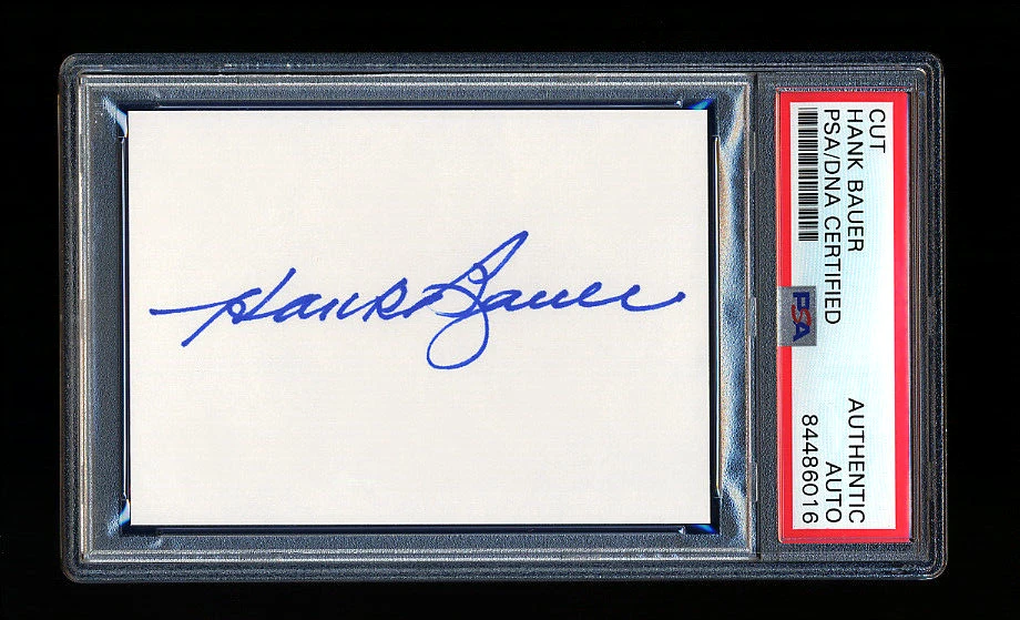 HANK BAUER SIGNED MINT CUT PSA/DNA AUTOGRAPHED NEW YORK YANKEES ORIOLES WSC - Image 1 of 1