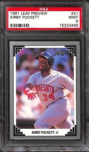 1991 Leaf Preview #21 KIRBY PUCKETT PSA 9 15233489 